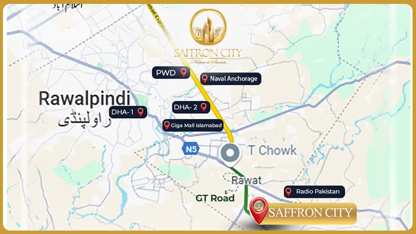 Map-style location overview of Saffron City